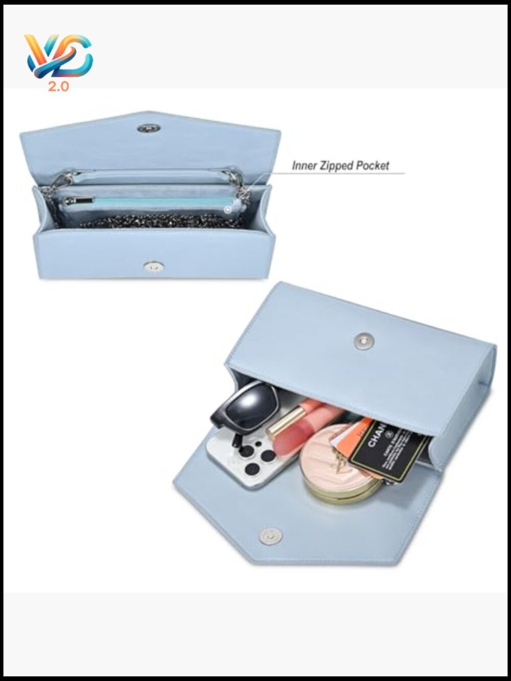 Foldover Envelope Crossbody Clutch Purse with Magnetic Snap Closure - Picture 5 of 6